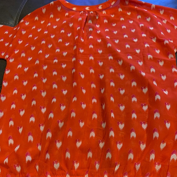 GAP Sheer heart pattern top in coral, white/pink - Picture 4 of 8